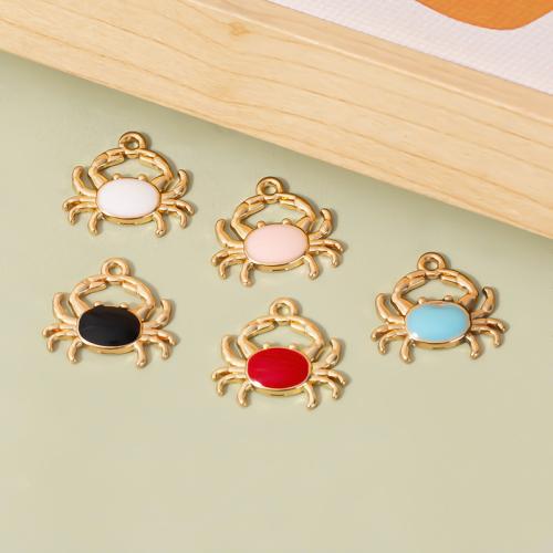 Zinc Alloy émail Pendants, alliage de zinc, crabe, Placage de couleur d'or, DIY, plus de couleurs à choisir, 19x17mm, 100PC/sac, Vendu par sac