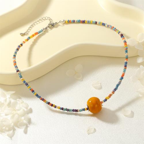 Brass Necklace with Glass silver color plated for woman multi-colored nickel lead & cadmium free Sold By PC