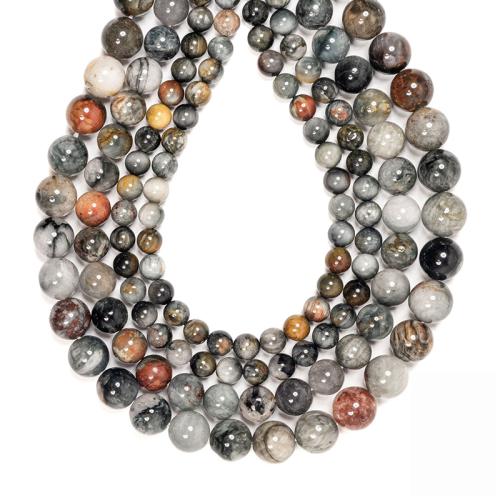 Gemstone Jewelry Beads Hawk-eye Stone Round DIY mixed colors Sold By Strand