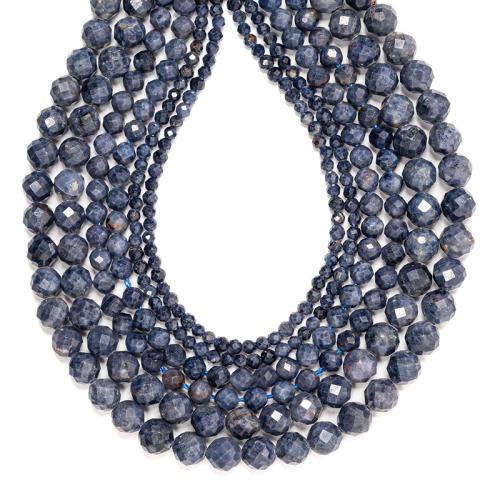 Perles bijoux en pierres gemmes, Saphir, Rond, DIY & normes différentes pour le choix, bleu, Vendu par brin