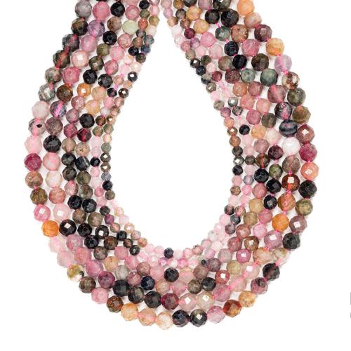 Perles bijoux en pierres gemmes, tourmaline, Rond, DIY & normes différentes pour le choix, couleurs mélangées, Vendu par brin