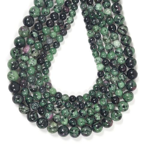 Gemstone Jewelry Beads Ruby in Zoisite Round DIY green Sold By Strand