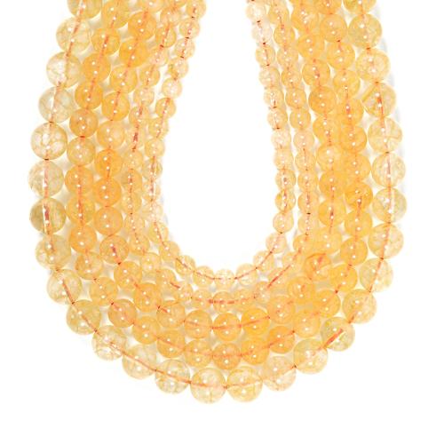 Natural Citrine Beads Round DIY yellow Sold By Strand