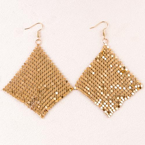 Aluminum Alloy Drop Earring Rhombus plated fashion jewelry & for woman & hollow golden Sold By Pair