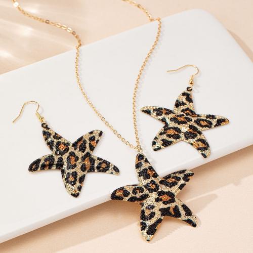 Zinc Alloy Jewelry Sets earring & necklace Starfish plated for woman gold Sold By Set