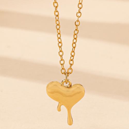 Collar de Aleación de Zinc, Corazón, chapado, para mujer, dorado, Vendido por UD