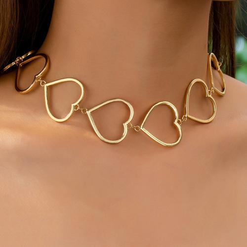 Zinc Alloy Jewelry Necklace Heart plated for woman gold Sold By PC