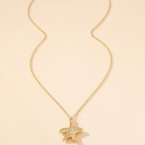 CCB Necklaces Copper Coated Plastic with Iron Starfish gold color plated for woman gold Sold By PC