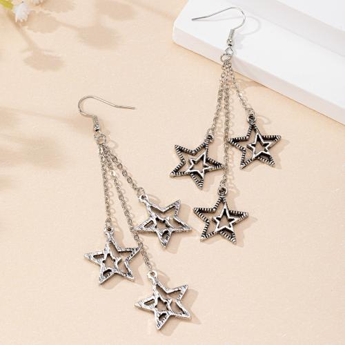 Sinc Alloy Earrings, Star, plátáilte, do bhean, dorcha liath, Díolta De réir Péire