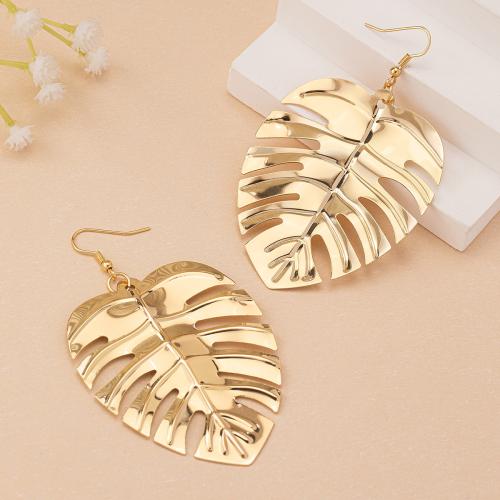 Iron Earring Leaf plated & for woman Sold By Pair