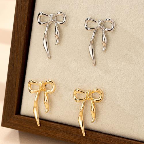 Zinc Alloy Stud Earring Bowknot plated for woman Sold By Pair