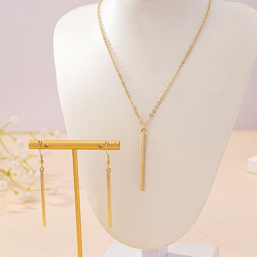 Zinc Alloy Jewelry Sets earring & necklace plated for woman gold Sold By Set