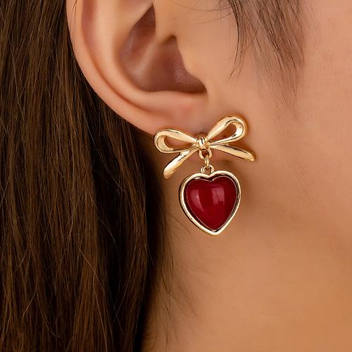 Zinc Alloy Stud Earring with Plastic Pearl plated & for woman & enamel Sold By Pair