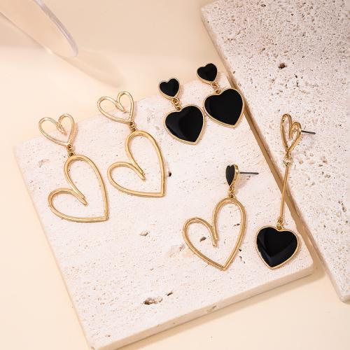 Zinc Alloy Stud Earring Heart plated & for woman & enamel Sold By Pair