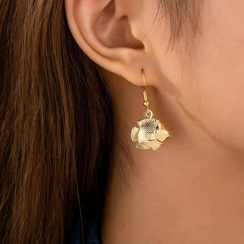 Iron Earring Fish plated for woman gold Sold By Pair