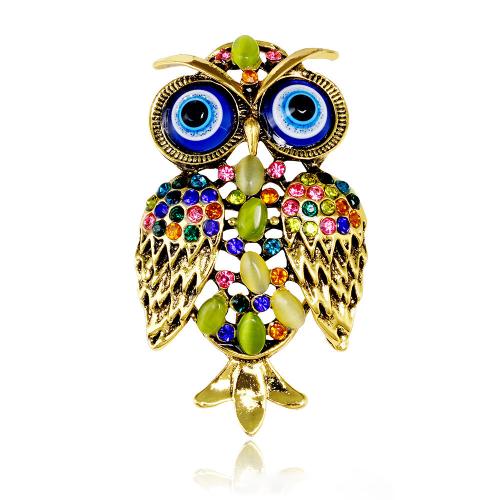 Zinc Alloy Brooches for woman & with rhinestone golden Sold By PC