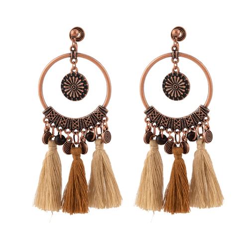 Zinc Alloy Drop Earrings with Caddice plated & for woman golden Sold By Pair