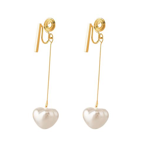 Brass Stud Earring with Plastic Pearl plated & for woman golden Sold By Pair