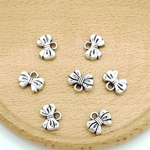 Zinc Alloy Bowknot Pendants antique silver color plated DIY Sold By Bag