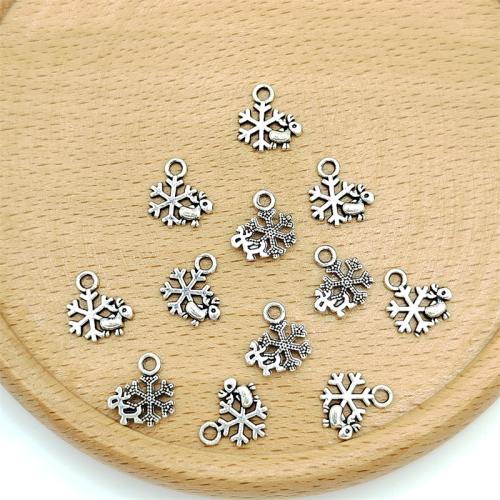 Ciondoli in lega di zinco, lega in zinco, Fiocco di Neve, placcato argento antico, DIY, 10x10mm, 100PC/borsa, Venduto da borsa