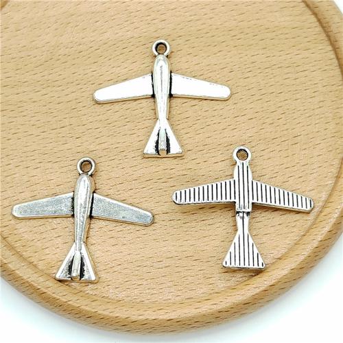 Zinklegering voertuig hangers, Zinc Alloy, Vliegtuig, antiek zilver plated, DIY, 30x29mm, 100pC's/Bag, Verkocht door Bag