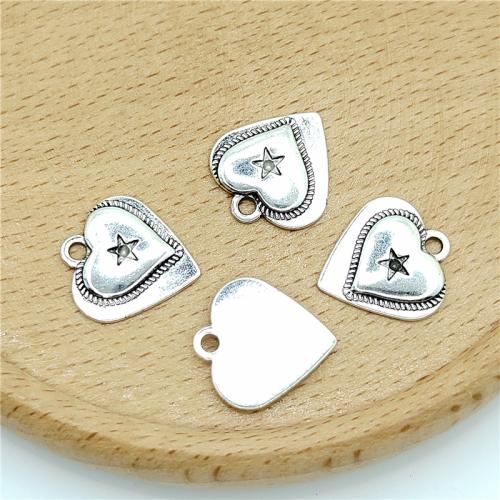 Zinklegering Hart Hangers, Zinc Alloy, antiek zilver plated, DIY, 15x16mm, 100pC's/Bag, Verkocht door Bag