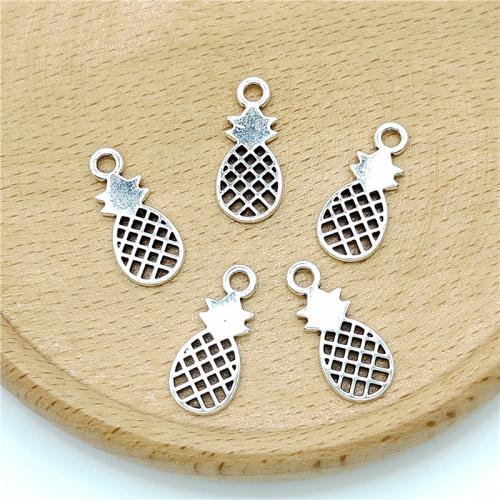 Zinc Alloy fruits forme pendentifs, alliage de zinc, ananas, Plaqué de couleur d'argent, DIY, 17.50x41.50mm, 100PC/sac, Vendu par sac