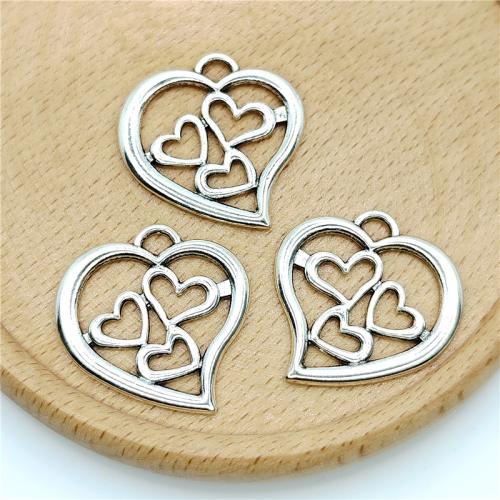 Zinklegering Hart Hangers, Zinc Alloy, antiek zilver plated, DIY, 25x28mm, 100pC's/Bag, Verkocht door Bag