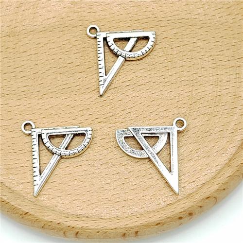 Ciondoli in lega di zinco, lega in zinco, righello, placcato argento antico, DIY, 20x20mm, 100PC/borsa, Venduto da borsa