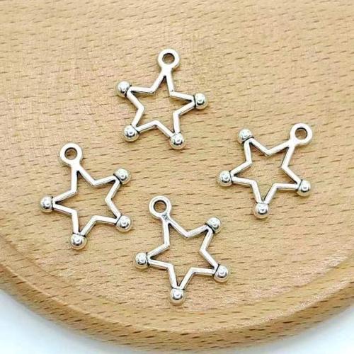 Sinc Alloy Star siogairlín, dath airgid antique plátáilte, DIY, 15x18mm, 100ríomhairí pearsanta/Mála, Díolta De réir Mála