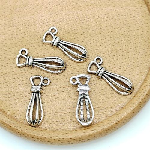 Ciondoli in lega di zinco, lega in zinco, Frullino per le uova, placcato argento antico, DIY, 9x24mm, 100PC/borsa, Venduto da borsa