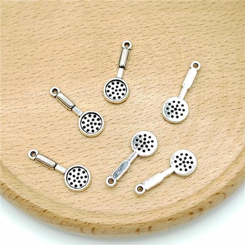 Cink ötvözet Medálok, Spoon, antik ezüst színű bevonattal, DIY, 7x20mm, 100PC-k/Bag, Által értékesített Bag