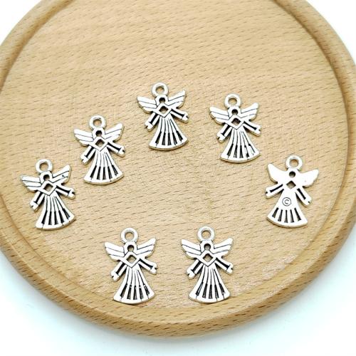 Zinklegering Hangers, Zinc Alloy, Engel, antiek zilver plated, DIY, 13x18mm, 100pC's/Bag, Verkocht door Bag