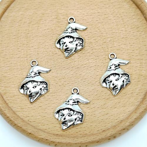 Ciondoli in lega di zinco, lega in zinco, Stregone, placcato argento antico, DIY, 19x24mm, 100PC/borsa, Venduto da borsa