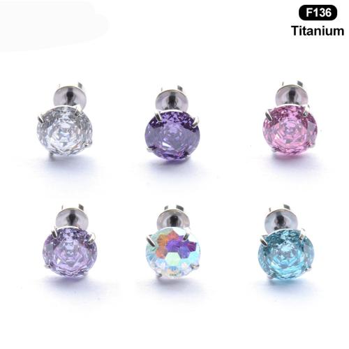 Titanium Alloy piercing ørering, Unisex & forskellig størrelse for valg & med cubic zirconia, flere farver til valg, Solgt af PC