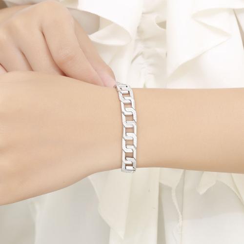 925 Sterling Silver Bracelet Unisex & with rhinestone Sold By PC