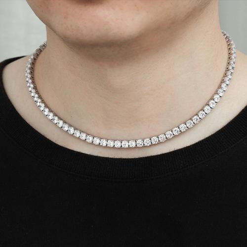 925 Sterling Silver Necklace Unisex & with rhinestone Sold By PC