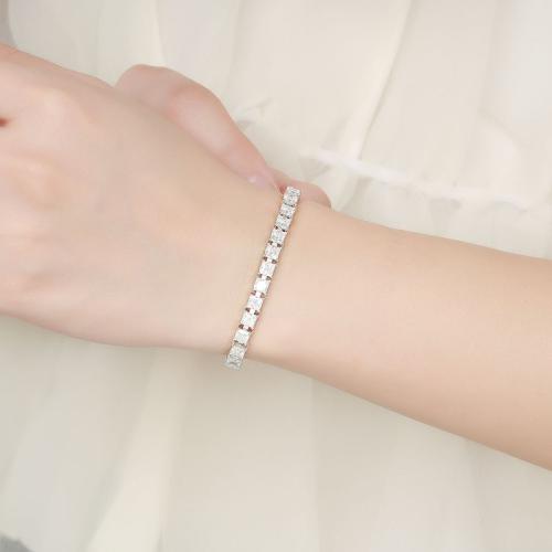 Plata de ley 925 Pulsera, con Moissanite, unisexo & diverso tamaño para la opción, Vendido por UD