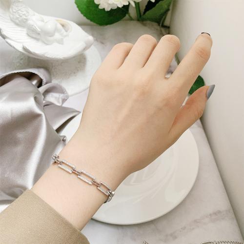 925er Sterling Silber Armband, Geometrisches Muster, unisex & verschiedene Größen vorhanden & mit Strass, verkauft von PC