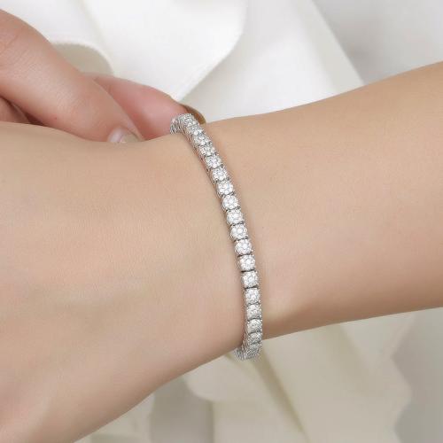 925 Sterling Silver Bracelet with Moissanite Unisex Sold By PC