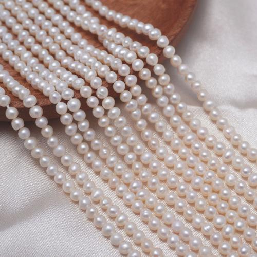 Natural Freshwater Pearl Loose Beads Slightly Round DIY white 3.5-4mm Sold Per Approx 40 cm Strand