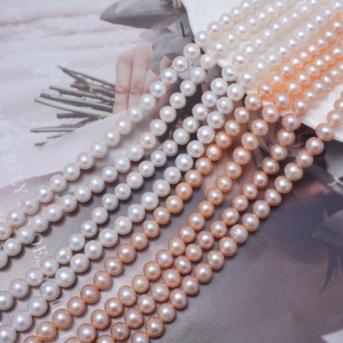 Natural Freshwater Pearl Loose Beads Slightly Round DIY 5-6mm Sold Per Approx 37 cm Strand