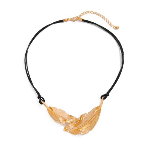 Collier de bijoux en alliage de zinc, avec corde de cire, bijoux de mode & pour femme, plus de couleurs à choisir, Longueur Environ 70 cm, Vendu par PC