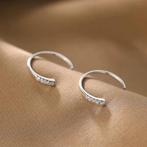 925 sterling zilver Stud Earring, mode sieraden & voor vrouw & met strass, 1.90x11.80mm, Verkocht door pair