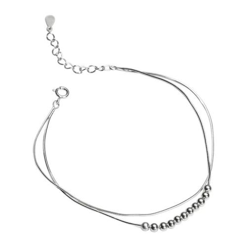 Plata de ley 925 Pulsera, con 5cm extender cadena, Doble capa & Joyería & para mujer, longitud aproximado 16 cm, Vendido por UD