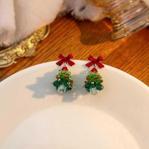 Christmas Earrings Zinc Alloy with Crystal Christmas Tree Christmas Design & for woman Sold By Pair