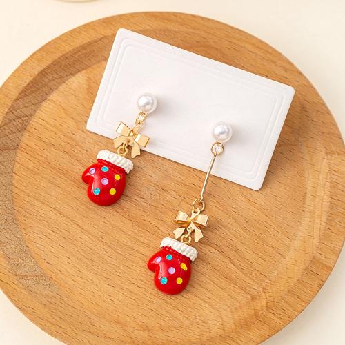 Christmas Earrings Zinc Alloy Christmas Glove Christmas Design & for woman & enamel Sold By Pair