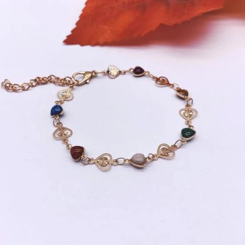 Zinc Alloy Bracelet with 5cm extender chain Heart plated fashion jewelry & for woman nickel lead & cadmium free Length Approx 19 cm Sold By PC