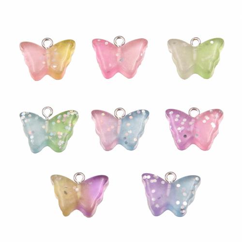 Resin vedhæng, med Jern, Butterfly, du kan DIY, flere farver til valg, 15x20mm, Hole:Ca. 2mm, Ca. 100pc'er/Bag, Solgt af Bag