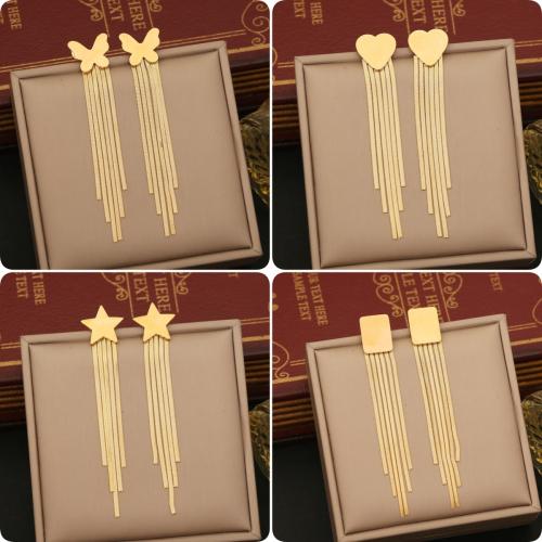 Fashion Fringe Earrings 304 Stainless Steel Vacuum Ion Plating & fashion jewelry & for woman Sold By Pair